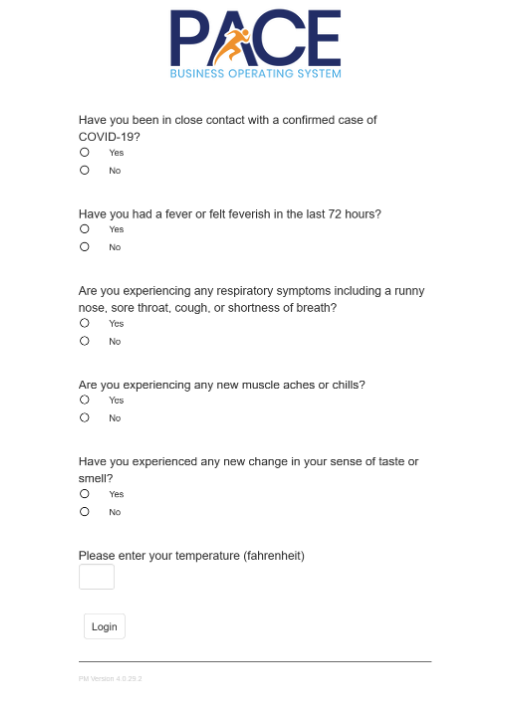 PACE screening questions